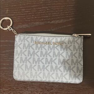 Michael Kors Metallic Silver Keychain Pouch